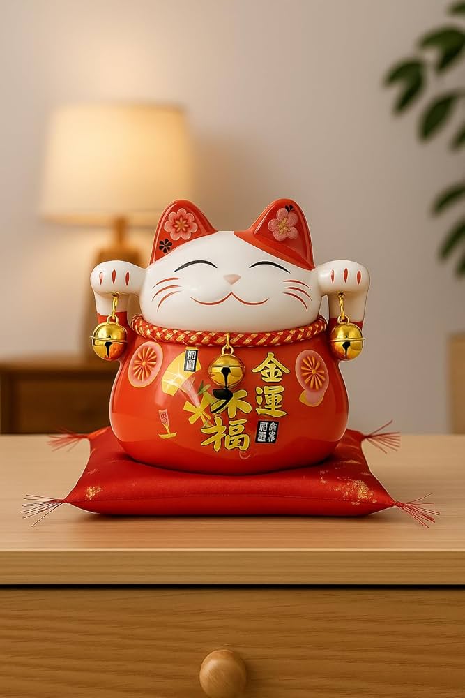 Lucky Cat Money Box – 10cm Ceramic Maneki Neko Coin Bank Figurine