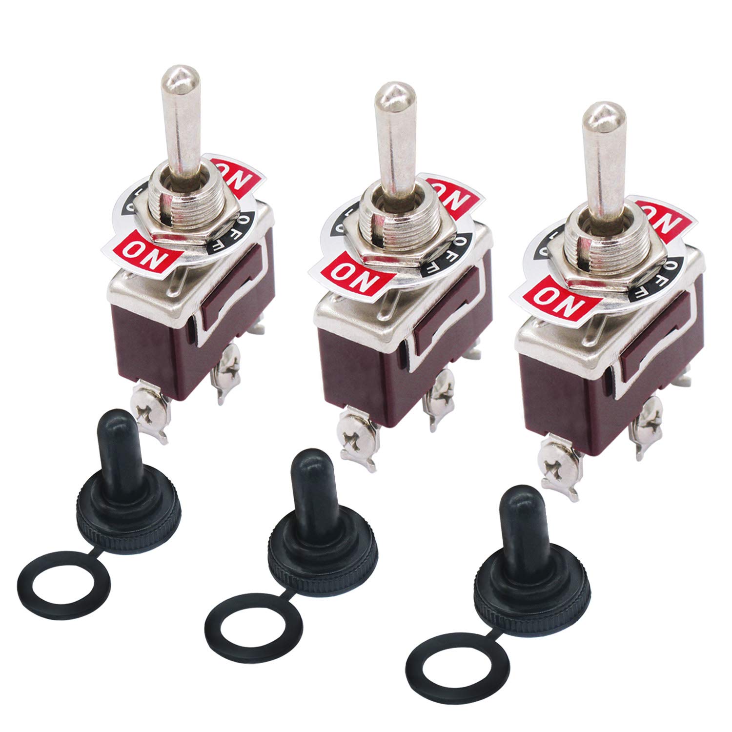Taiss 3pcs Toggle Switch SPDT ON-Off-ON 3 Pin 3 Position Latching