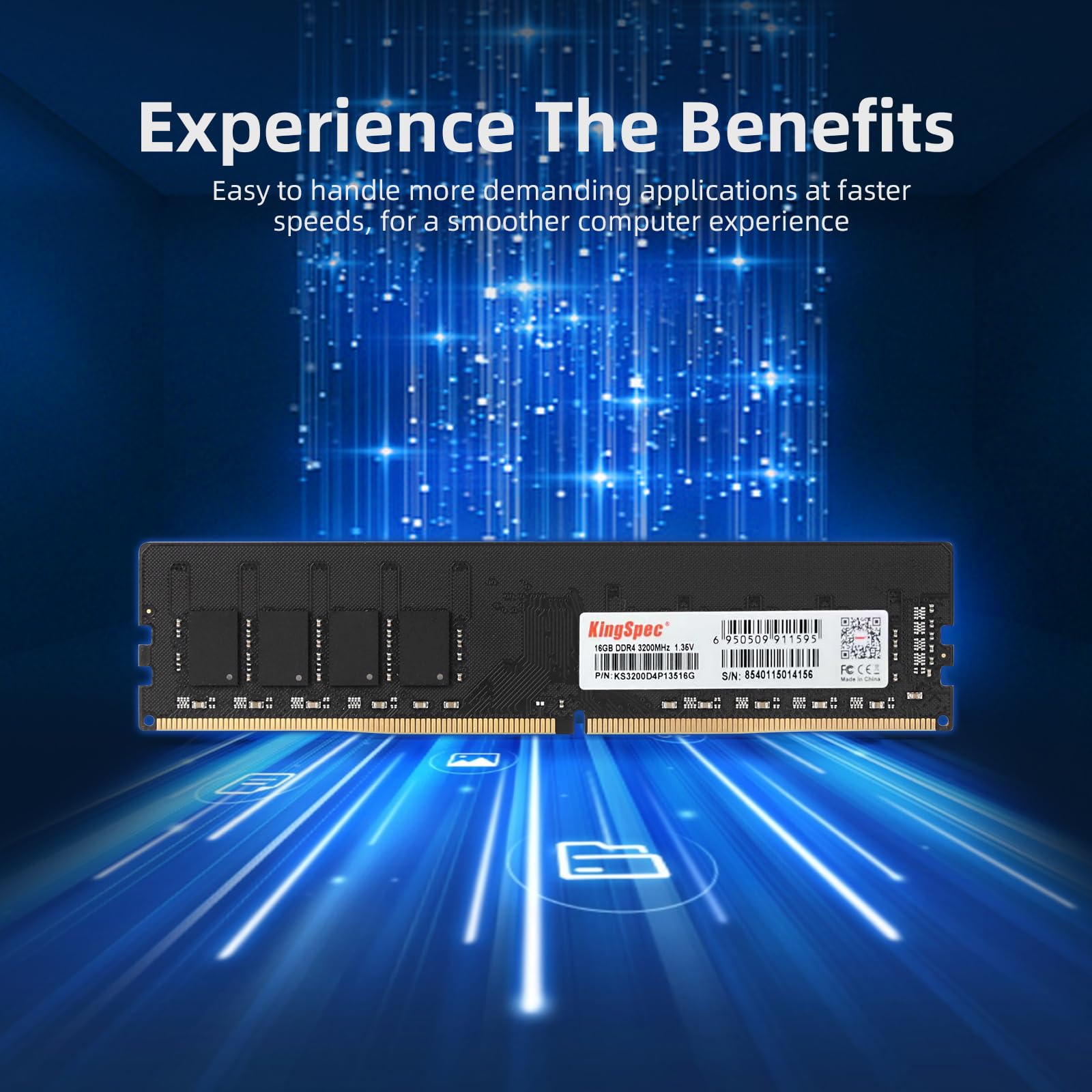 KingSpec 32GB (2x16GB) DDR4 RAM 3200MHz for Desktop - Plug-and