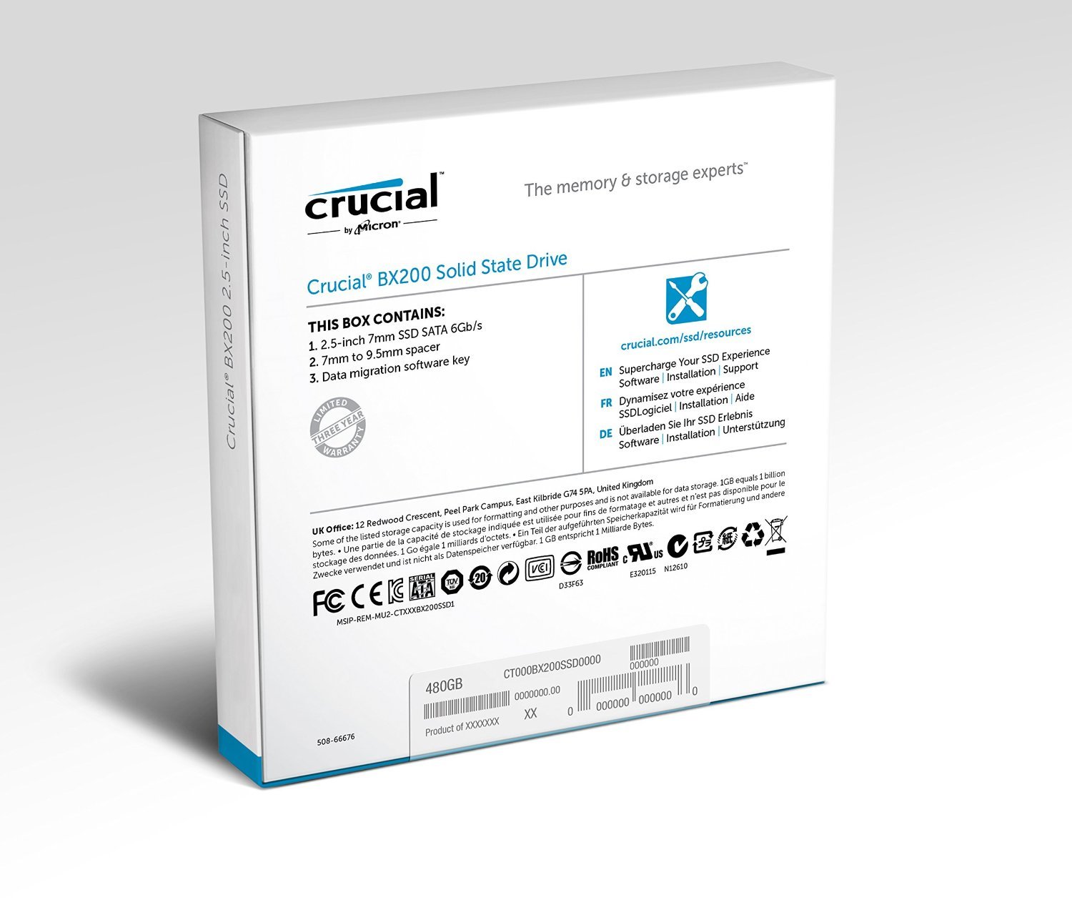 Amazon | Crucial BX200 480GB SATA 2.5 Inch Internal Solid State