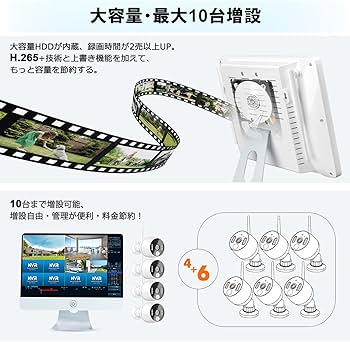 防犯カメラ 屋外 IP66防水防塵 500万画素 超高画素 モニター付き