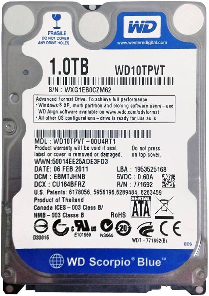 Amazon | WESTERNDIGITAL WD10TPVT 1TB 2.5インチ内蔵HDD Serial-ATA