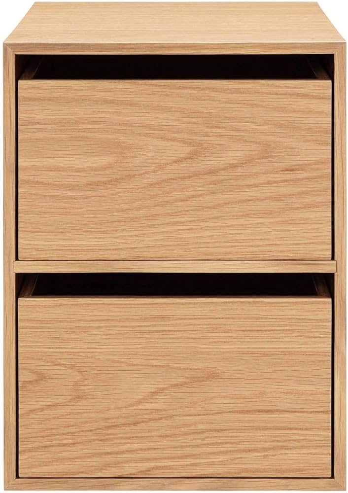 Amazon｜無印良品 木製収納ケース・引出式・2段・オーク材 約幅26×奥行