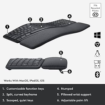 Amazon | Logitech Ergo K860 Wireless Ergonomic Keyboard with Wrist