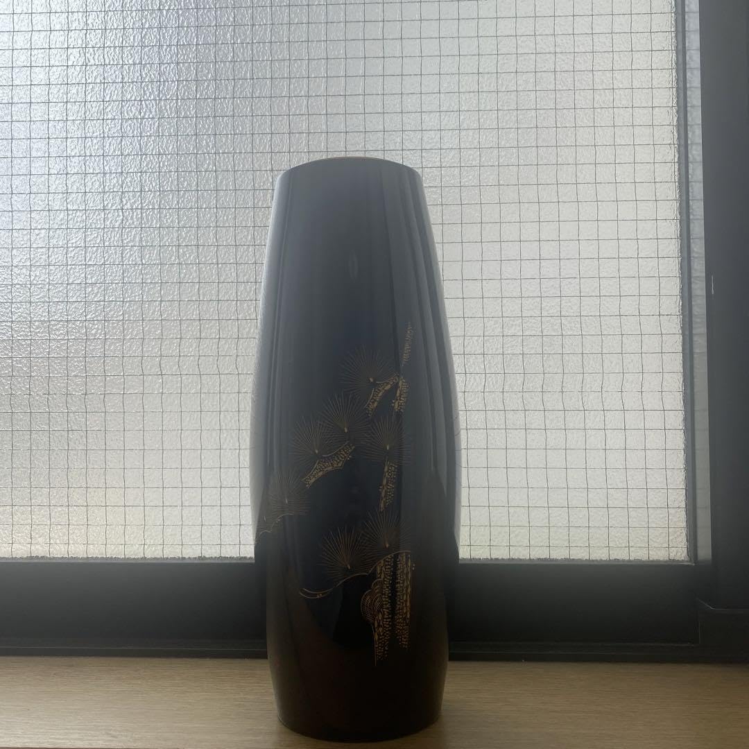 Amazon.co.jp: 輪島塗 曽根工芸 杉山暁子デザイン 花器 老松沈金 漆