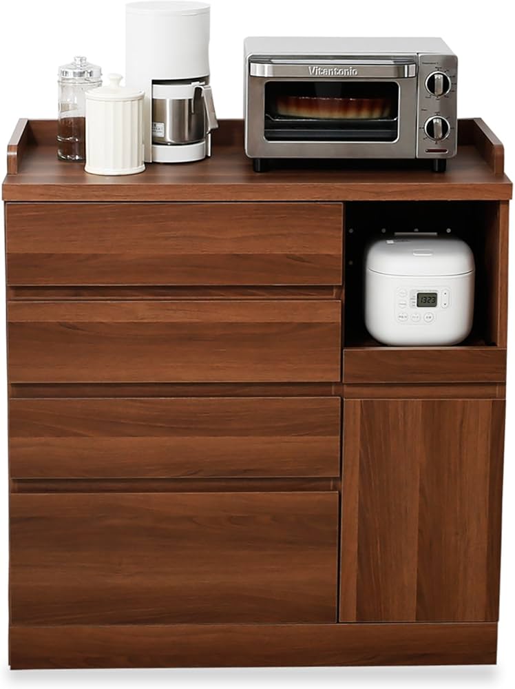 Amazon｜LOWYA ロウヤ キッチン収納 食器棚 チェスト レンジ台 Bタイプ