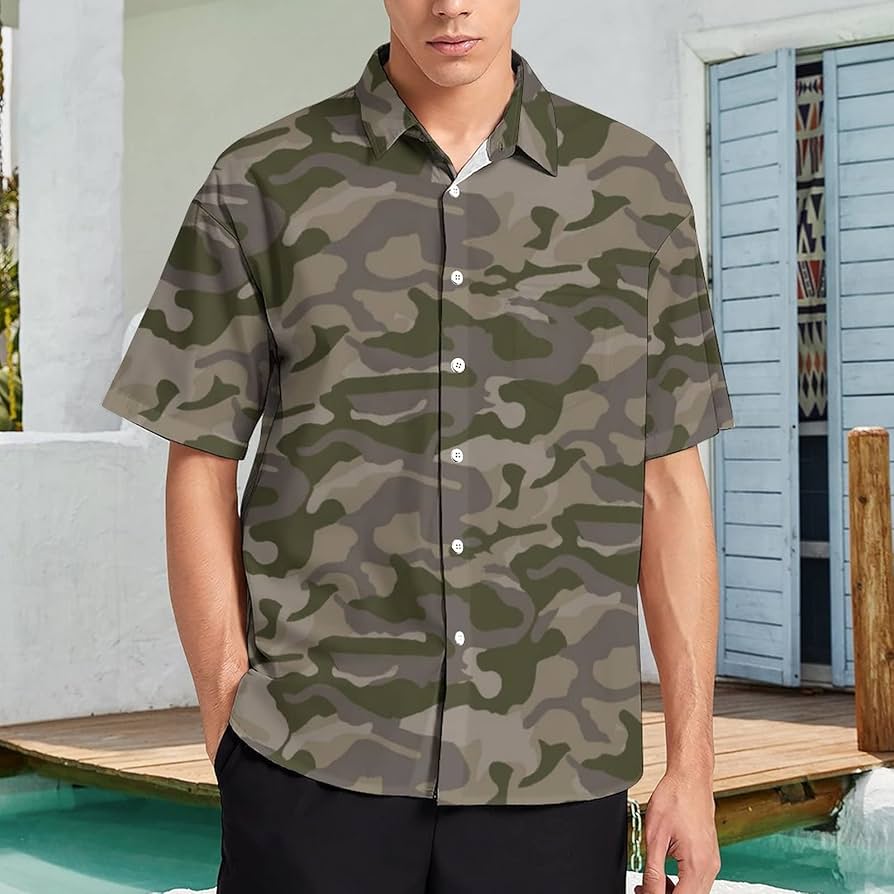 Amazon.co.jp: シャツ メンズ 迷彩柄 カモフラージュ 半袖 開襟シャツ