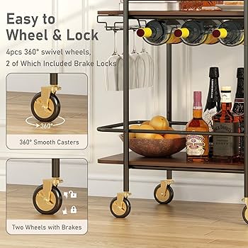 Amazon.co.jp: Wisdom Star 2段バーカート キャスター付き サービング