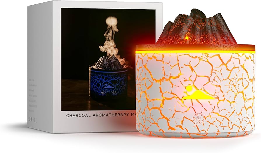 Amazon.co.jp: アロマディフューザー 火山炎 加湿器 【焚き火7色LEDの