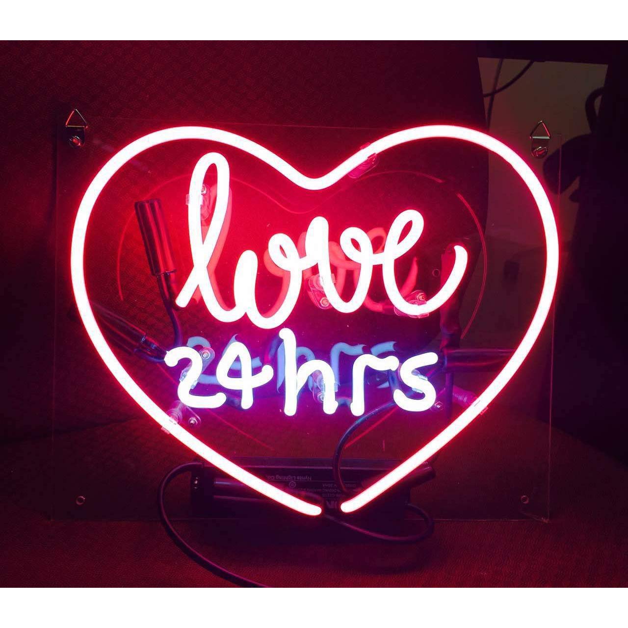 Amazon.co.jp: ネオンサイン『love 24hrs』NEON SIGN ピンク 白 ネオン