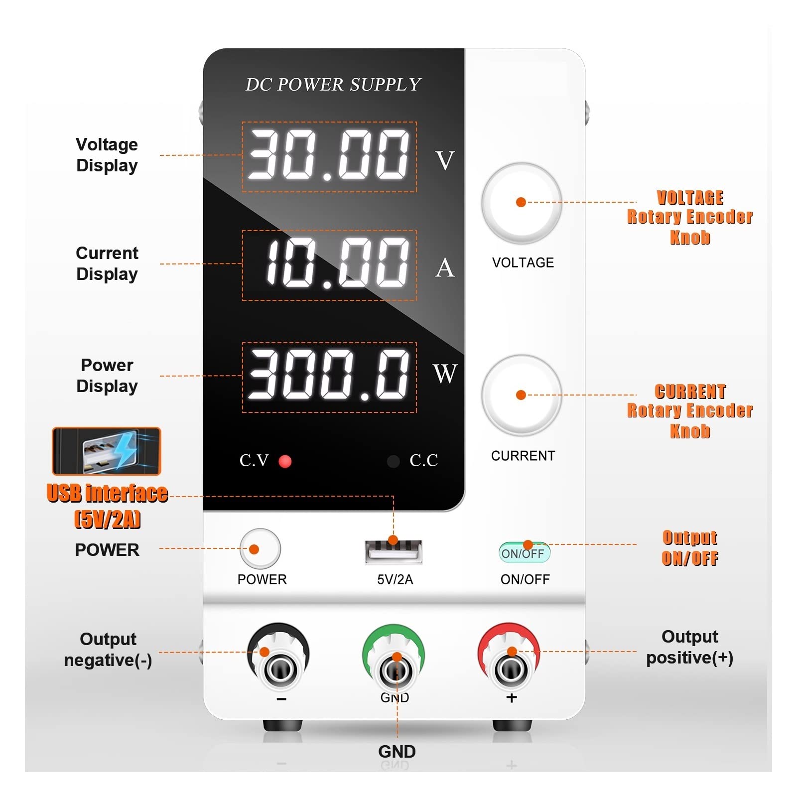Amazon.co.jp: 直流安定化電源 エンコーダ調整可能な DC 電源 30V 10A
