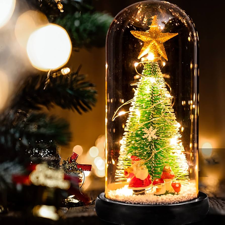 Amazon.co.jp: Koutoumor ミニクリスマスツリー ガラスドーム 卓上