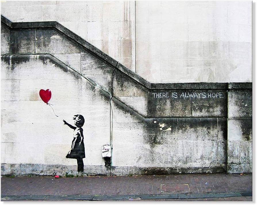 Amazon.co.jp: 7CANVAS Banksy バンクシー 落書き 女の子 赤い風船