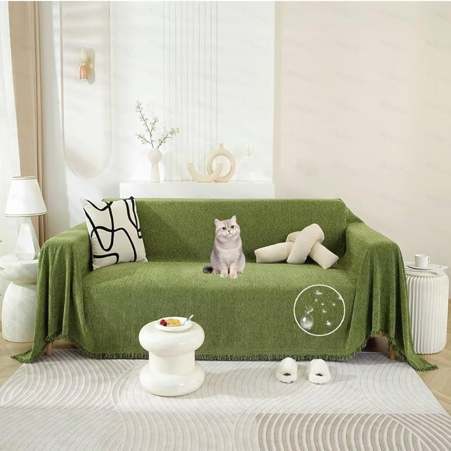 Amazon｜ソファーカバー 3人掛け 肘付き 防水 かけるだけ シェニール織