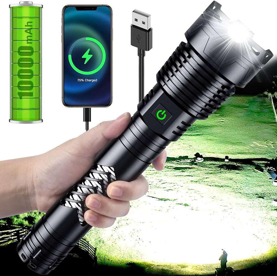 Weoxi Super Bright LED Flashlight, 1000000 High Lumen Rechargeable