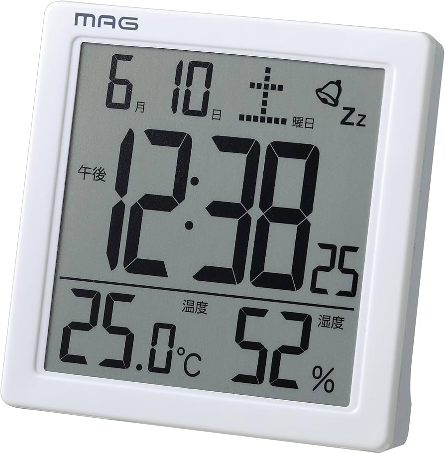 Amazon.co.jp: MAG(マグ) 目覚まし時計 置き時計 デジタル 温度計 湿度