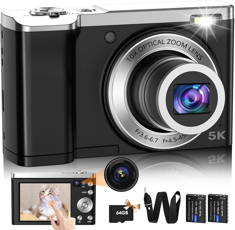 Amazon | Lecnippy 5K デジタルカメラ 光学10倍ズーム 5600万画素