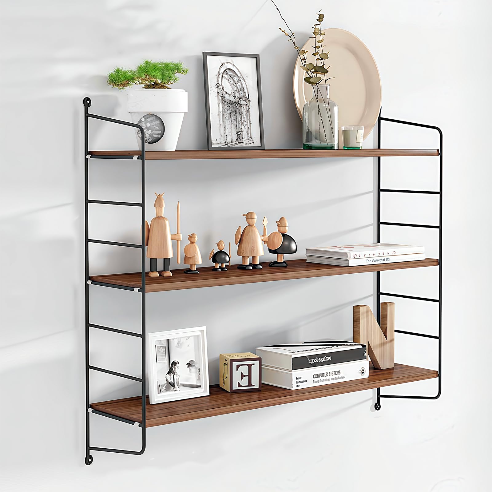 Amazon｜ウォールシェルフ 壁を傷つけない 壁掛け棚 3段 幅60 壁 棚