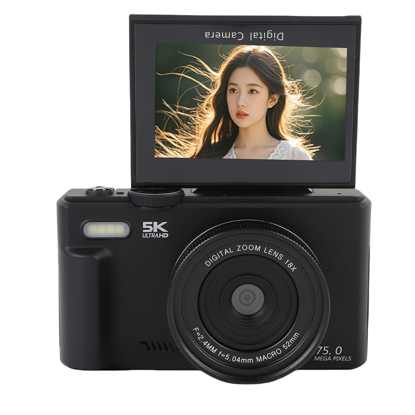 Amazon | 5Kデジタルカメラ、写真のための75MP UHDデジタルカメラ、AF