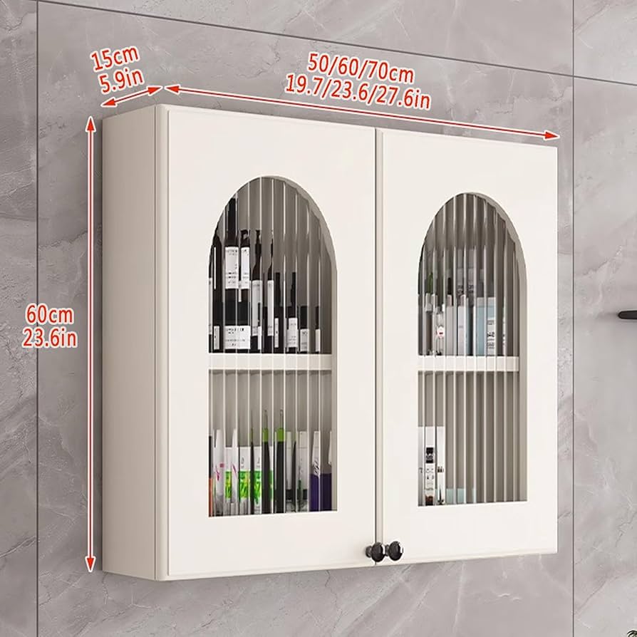 Amazon.co.jp: ガラス扉付き壁掛け収納キャビネット ガラス＆木製収納