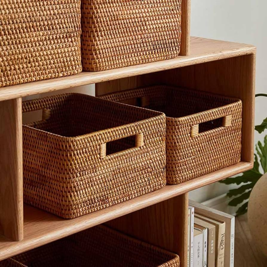 Amazon.co.jp: MJKQ9 収納ボックス ラタンバスケット 収納かご 籐かご