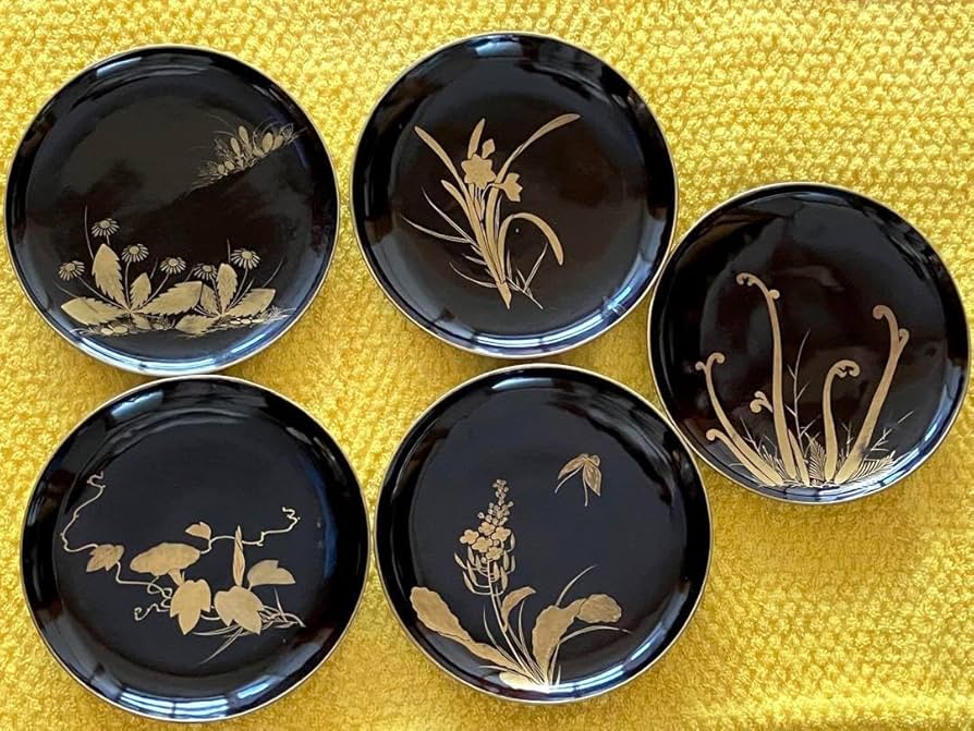 Amazon.co.jp: ノーブランド品江戸後期漆器蒔絵銘々皿アンティーク骨董