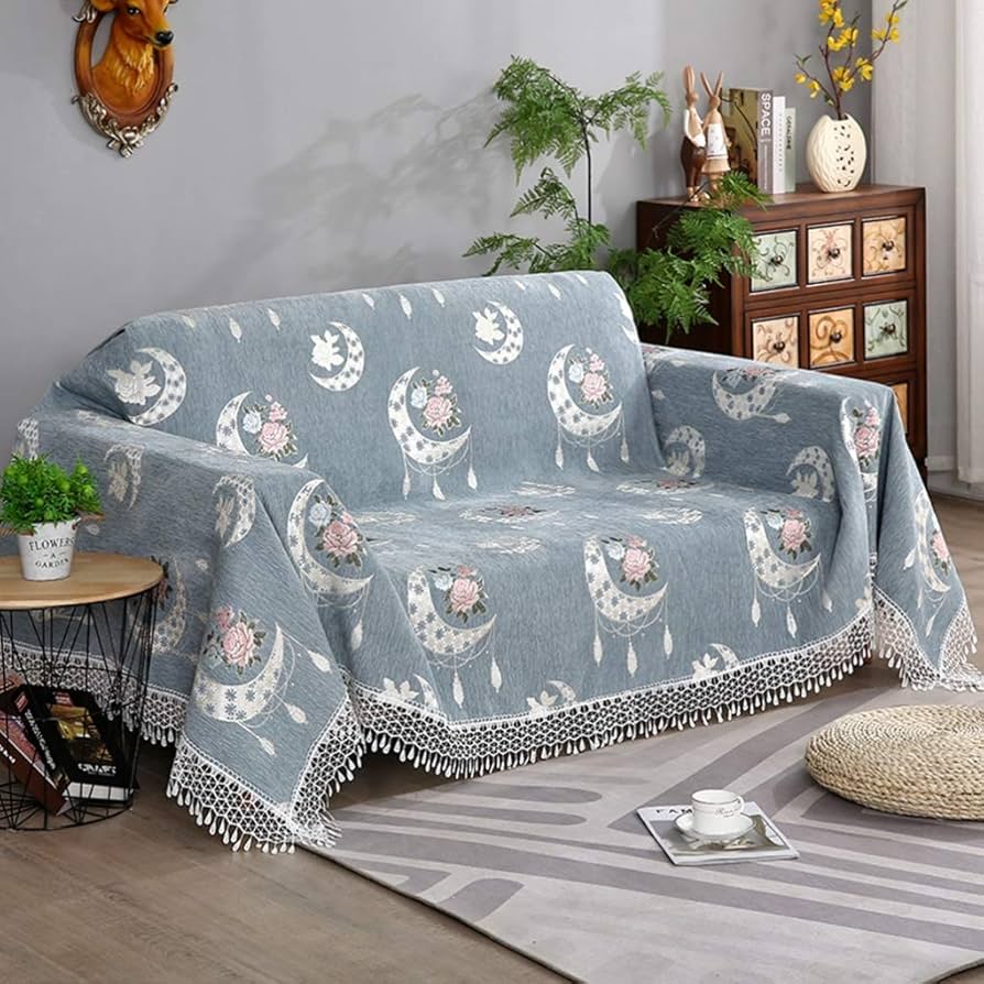 Amazon｜ソファーカバー マルチカバー 花柄 レースの縁取り 110*160