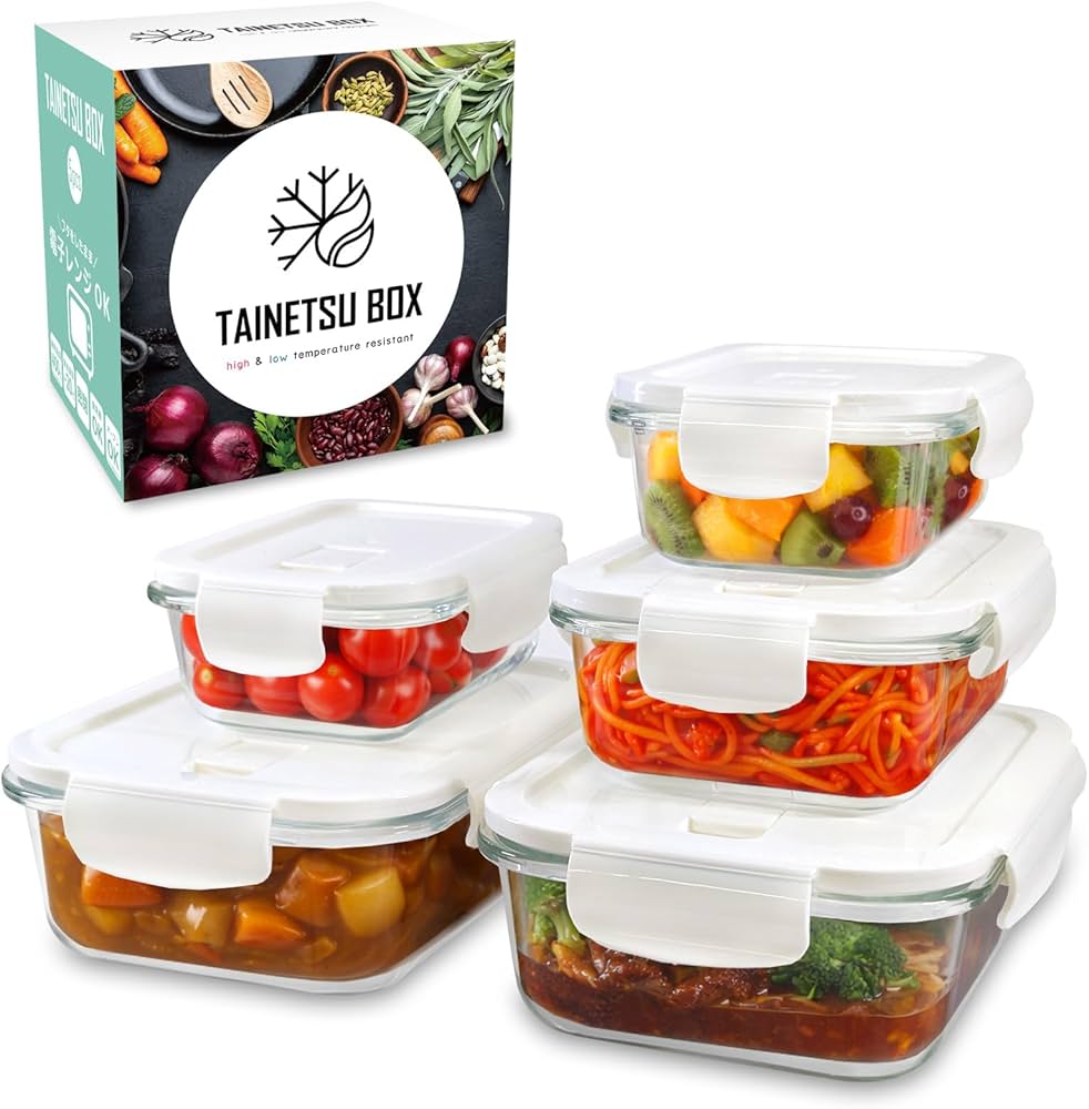Amazon｜ガラス タッパー 完全密閉 【料理専門家推薦】 フタしたまま