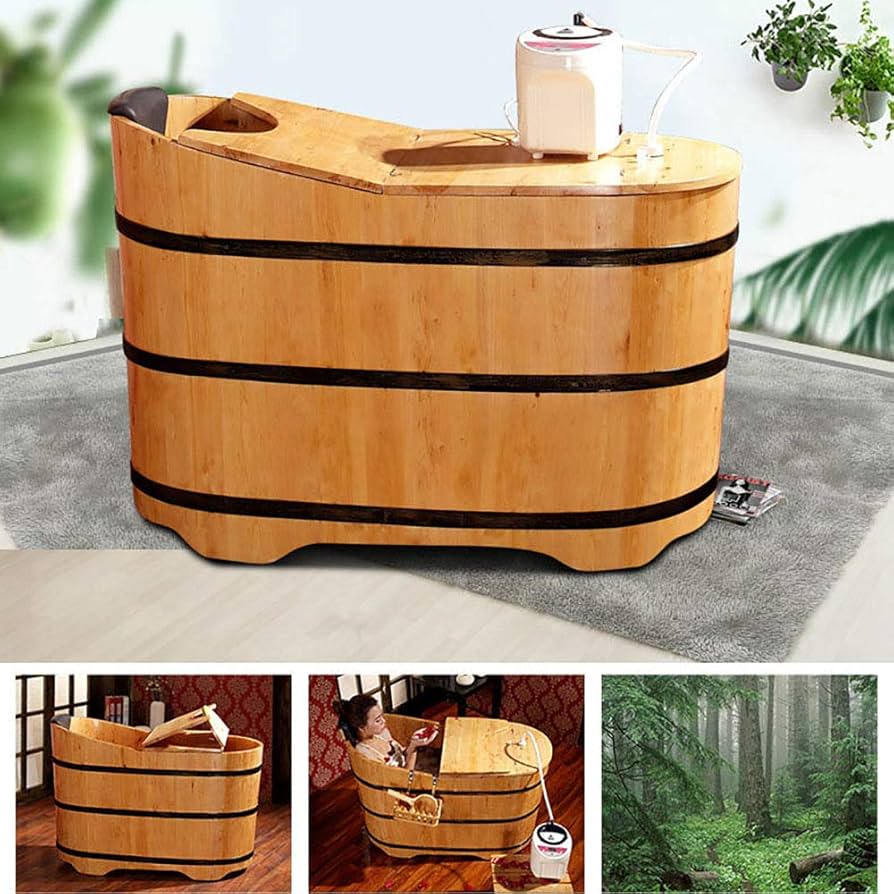 Amazon｜Fu蒸木製樽、浴槽サウナ樽木、樽浴槽浴槽fu蒸サウナ風呂樽、蓋