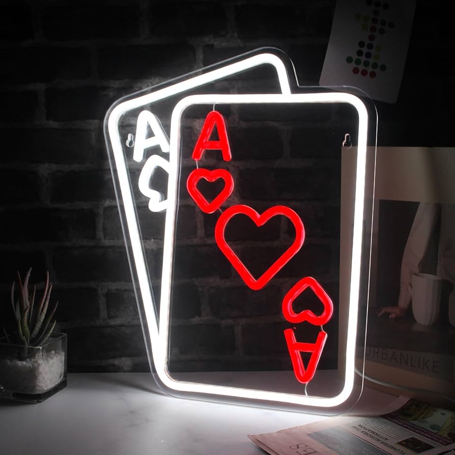 Poker Neon Signs for Wall Decor Led Sign for Poker Room Decor