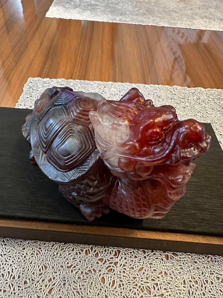 Amazon.co.jp: K-111夜光斑霊 斑彩石 龍亀置物 お守り 縁起物 金運