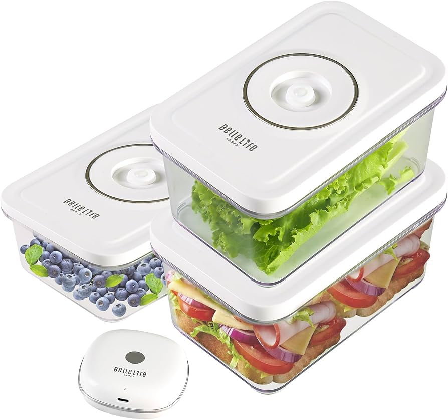 Amazon.co.jp: BelleLife 真空保存容器 4個セット ポータブル真空保存