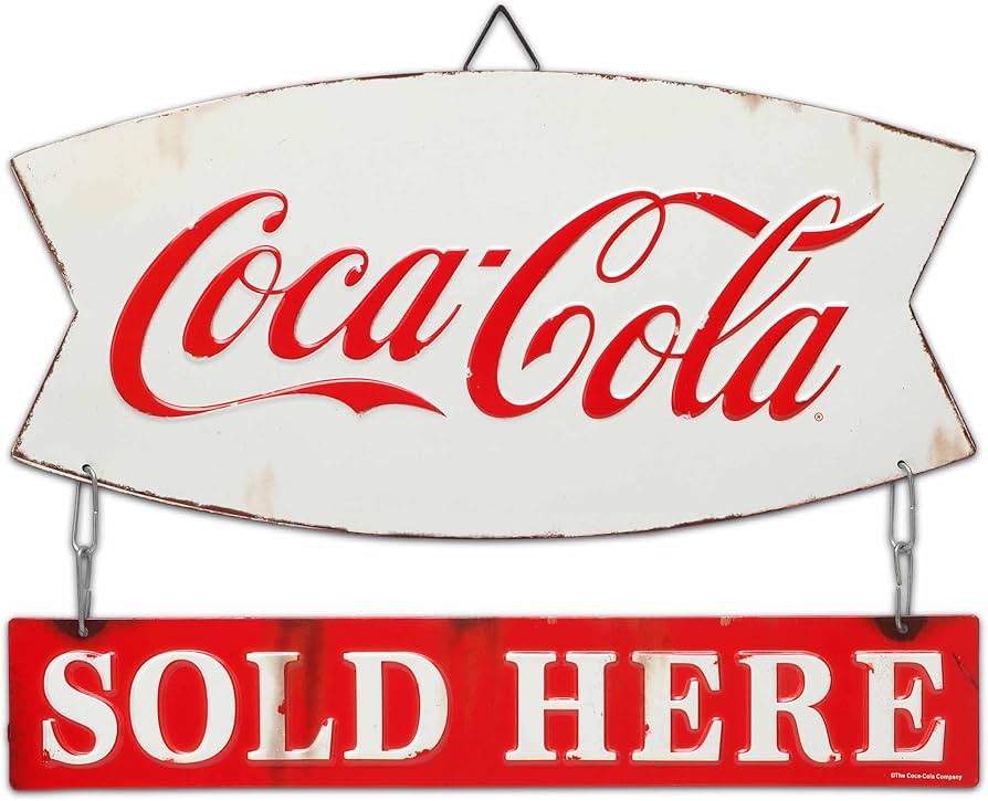 Amazon.com: Coca-Cola Sold Here Linked Embossed Metal Sign