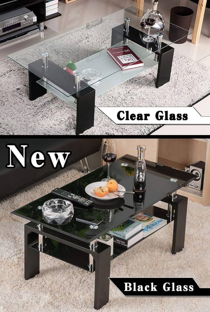 Amazon｜(OSJ)ガラステーブル コーヒーテーブル 幅88cm 強化ガラス天板