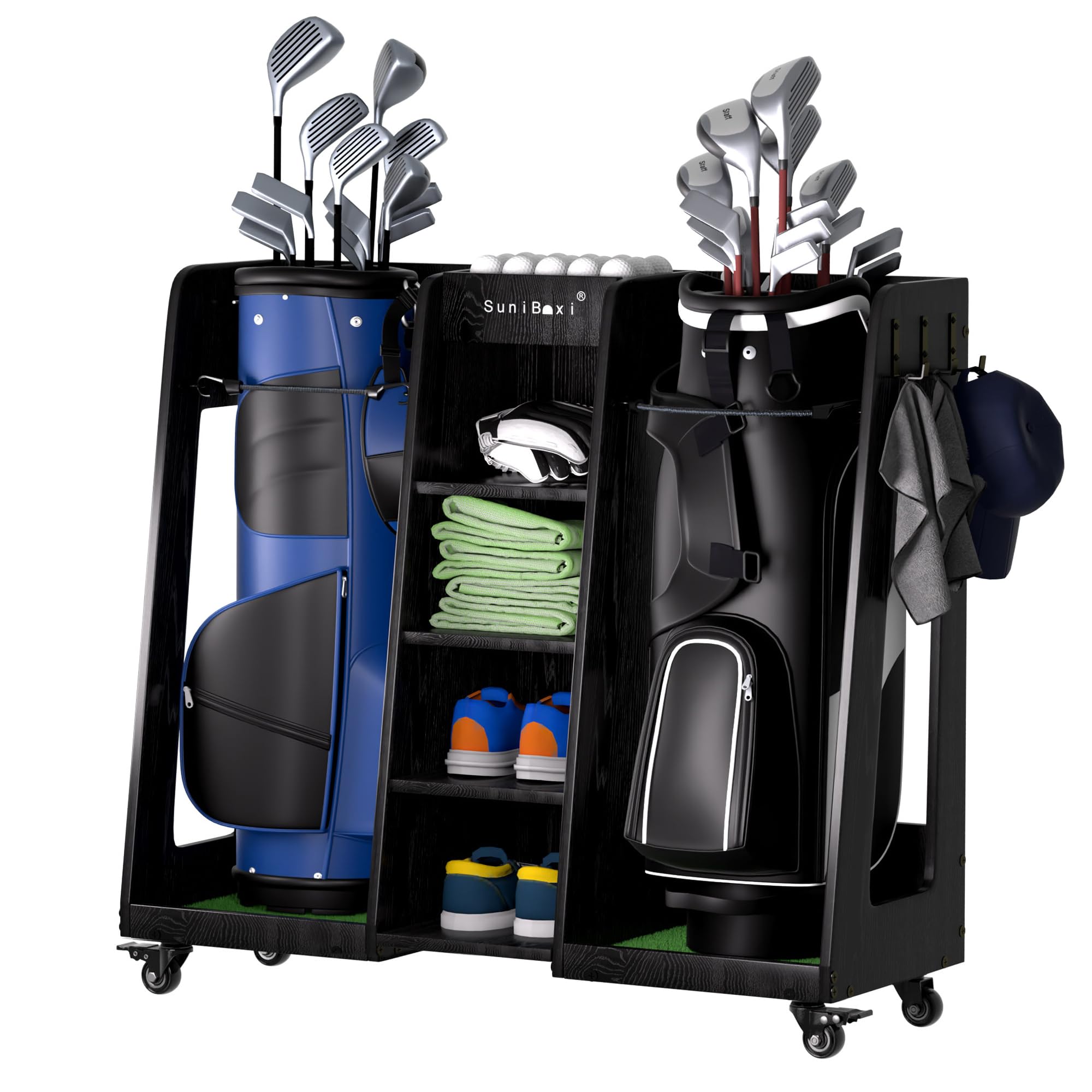 Amazon.co.jp: ゴルフバッグオーガナイザー 2バッグ収納用 - 木製