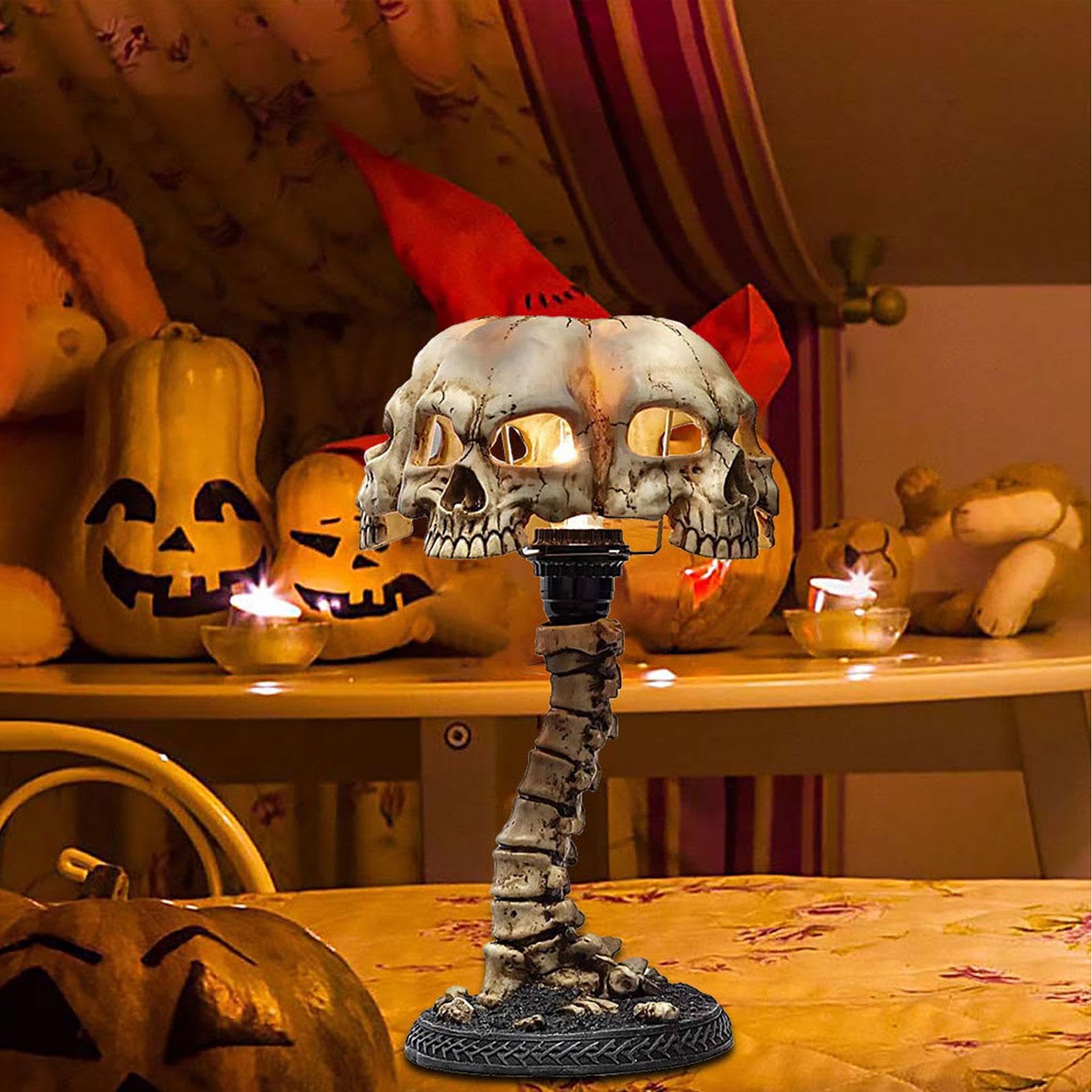 Amazon.co.jp: スケルトンスカルライト,4 ヘッドスカルホラーランプ