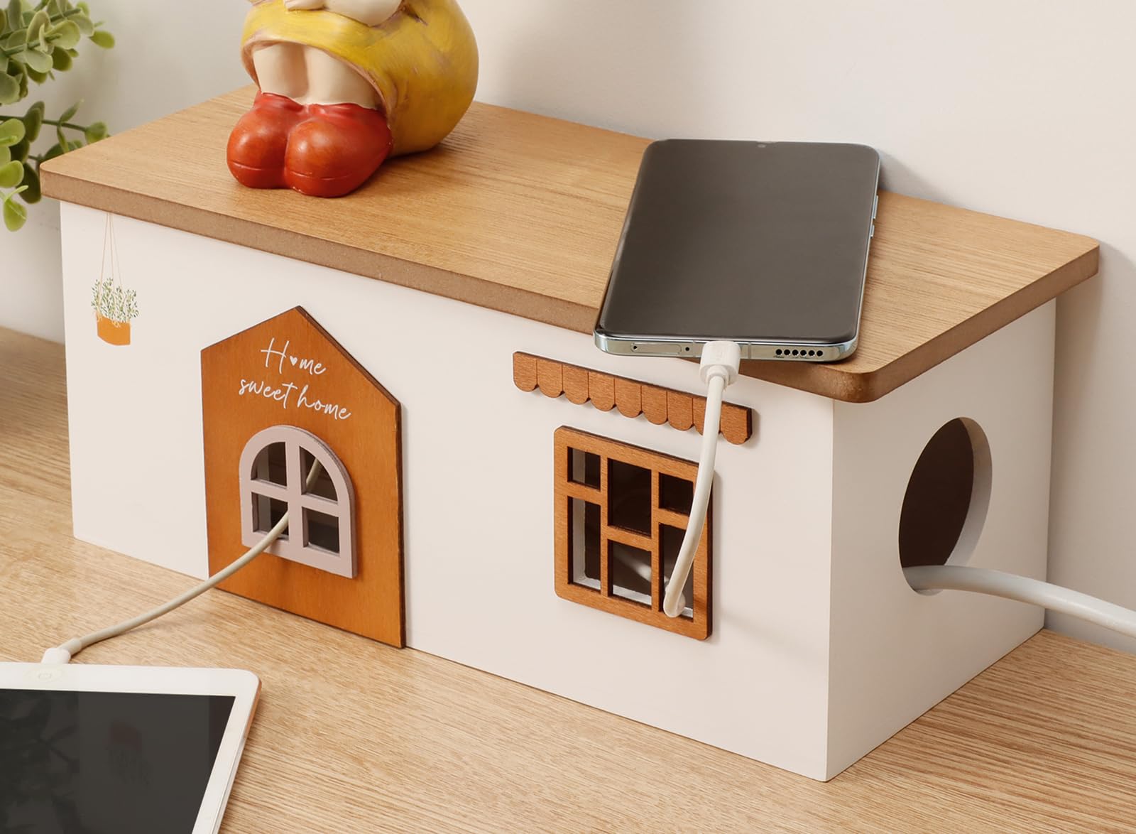 Amazon.com: TUKDAK Cable Management Box, Wood Extension Cord