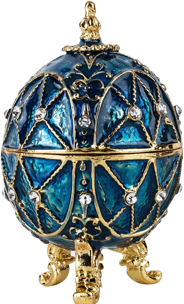 Amazon｜青い卵形ジュエリーボックス、インテリア ファベルジェの卵