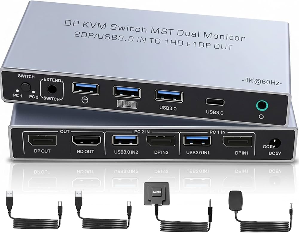 Amazon.co.jp: Displayport KVMスイッチ 2 モニター 2 コンピューター