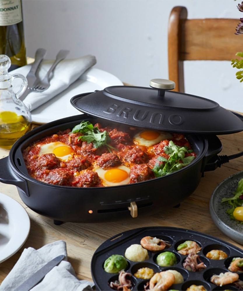 Amazon | BRUNO ホットプレートオーバル ハーフプレートセット ブルー