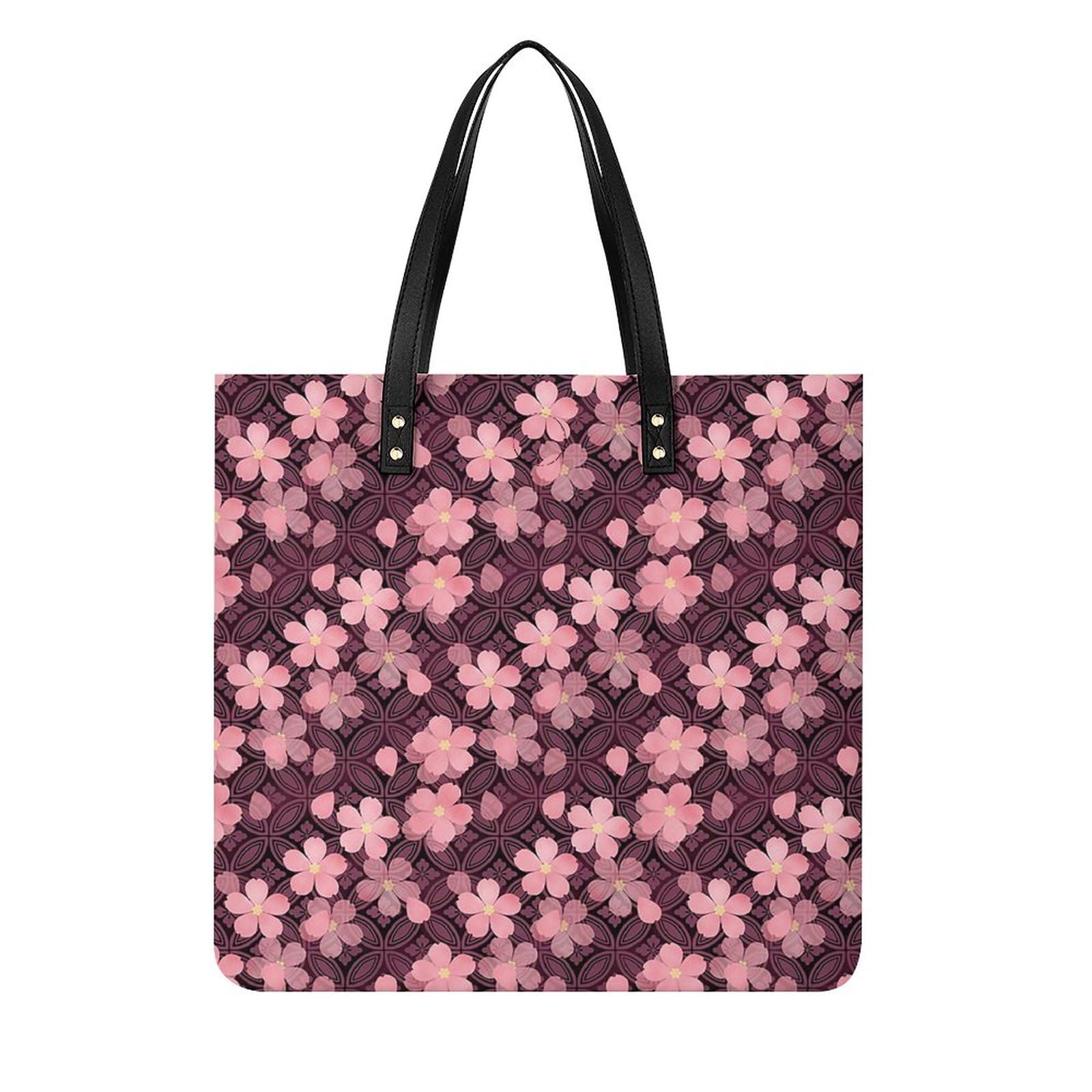 Amazon.co.jp: トートバッグ ピンクの花柄 ハンドバッグ 手提げ 大容量