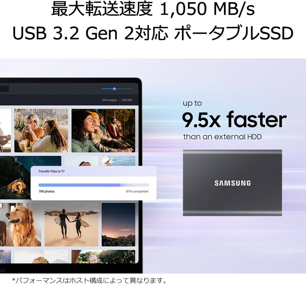 Amazon | Samsung T7 4TB 外付けSSD 最大転送速度1,050MB/秒 USB3.2