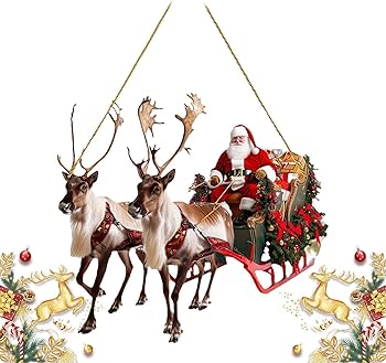Amazon.co.jp: 愛らしいクリスマス トナカイ そり サンタオーナメント