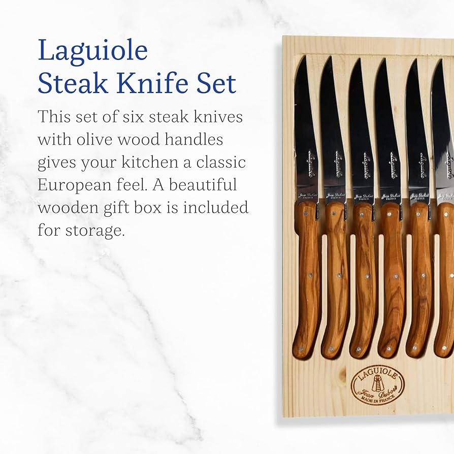 Amazon.com: Jean Dubost Laguiole 6-Piece Steak Knife Set, Olive
