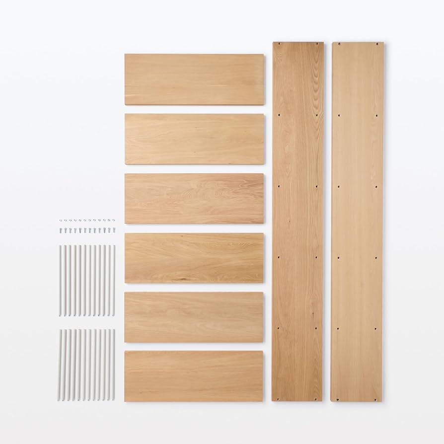 Amazon｜無印良品 スタッキングシェルフ・ワイド・5段・オーク材 幅