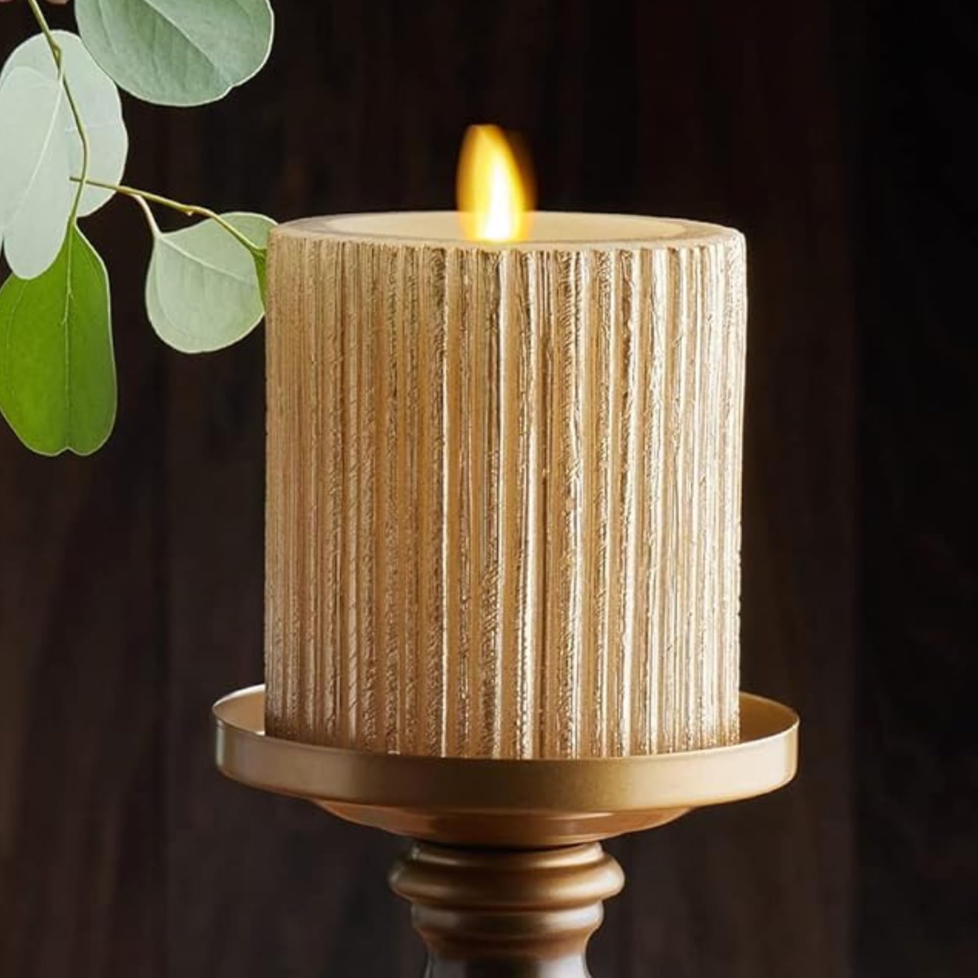 Amazon.com: Luminara Metallic Embossed Pillar, Champagne Flameless