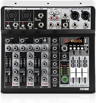 Amazon.com: XTUGA KP4 4 Channel Audio Mixer, 16-Bit DSP Effect USB