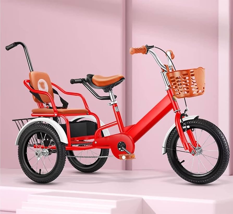 Amazon.co.jp: ペダル式三輪車、3～12歳用タンデム自転車、親手押し