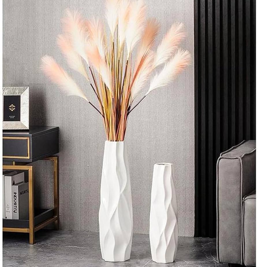 Amazon.co.jp: 大型セラミック製背の高い床置き型花瓶、モダンな装飾