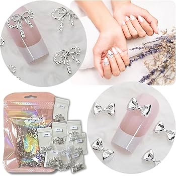Amazon | K-Bom ネイルパーツ リボン シルバー 100個セット 大人